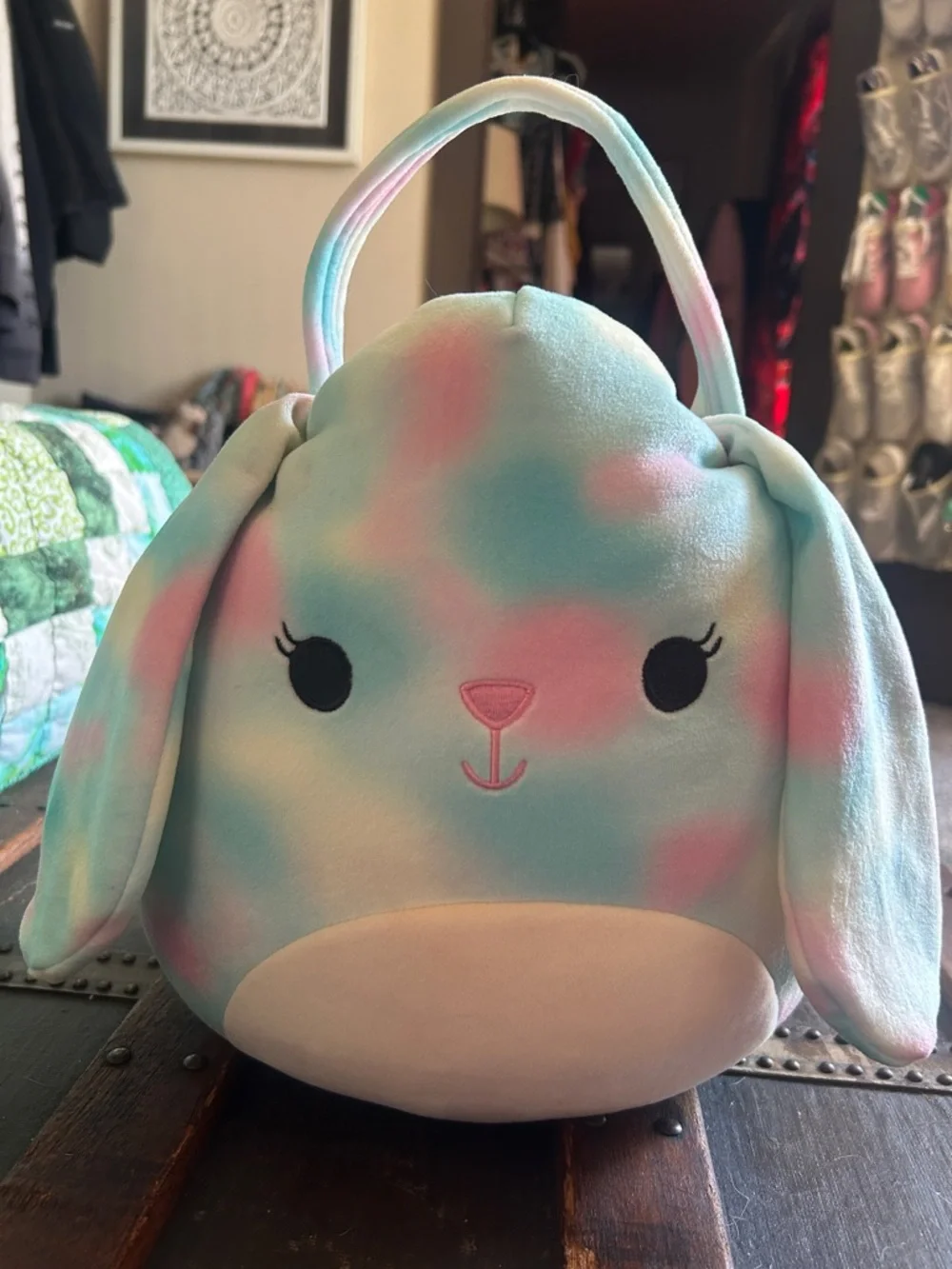 Squishmallows Pastel Bunny Tote Bag in Blue, Pink & Cream
